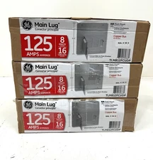 LOT OF 3 GE TLM812FCUDP 125 Amp 8 Space 16 Circuit Indoor Main Lug Breaker Panel