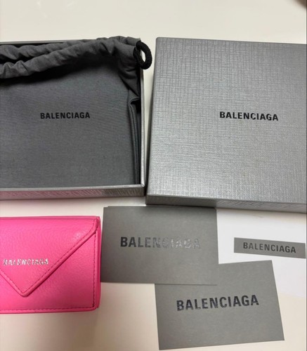 Very good condition BALENCIAGA paper mini wallet tri-fold wallet pink