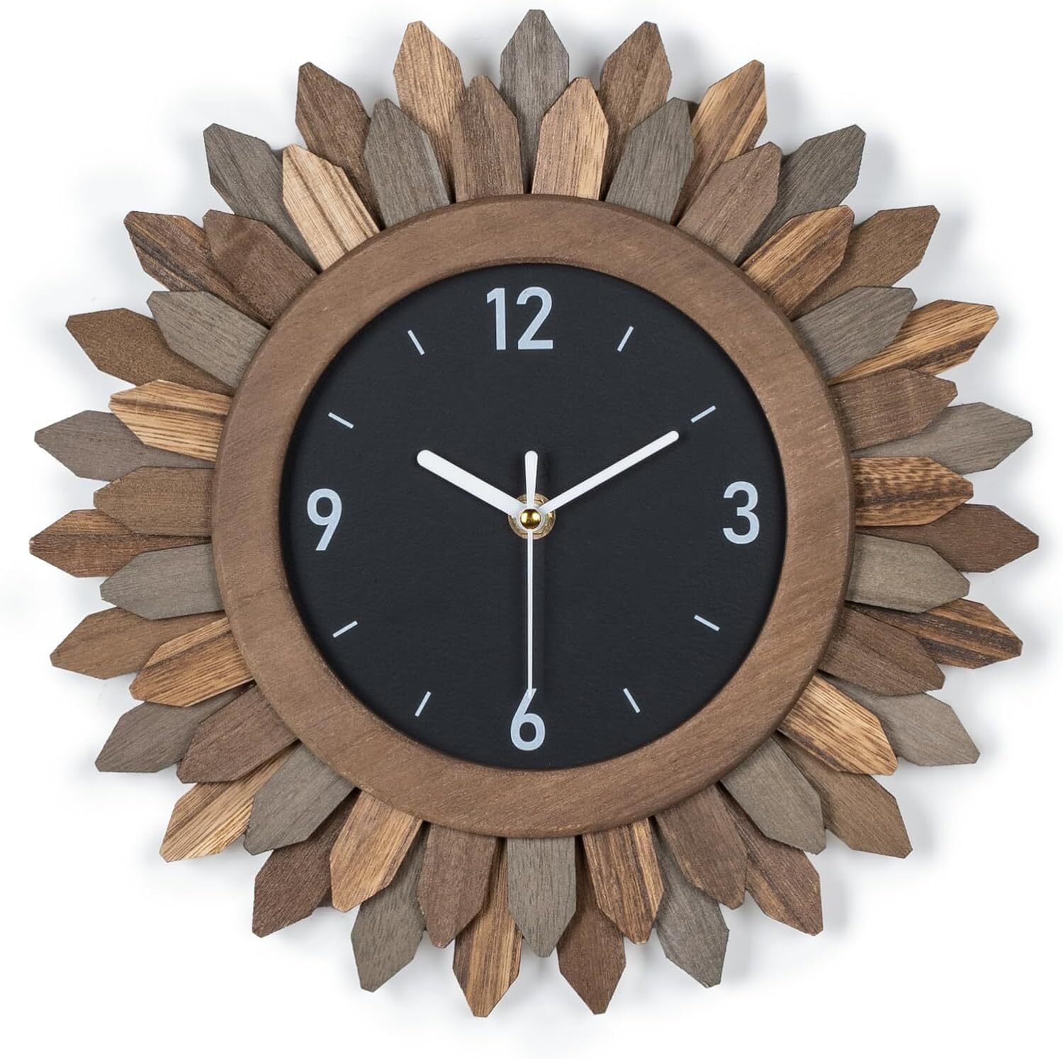 Wall Clock Rustic Wooden Bohemian Rising Sun Decorative Wall Clock