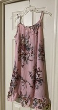 Sucrefas Women’s Sun Midi Dress Multi Color Floral Ruffle Hem Stretch Size Large