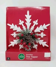 Winter Wonder Lane Lighted Christmas Tree Topper 14.5 Inch Snowflake 10 Lights
