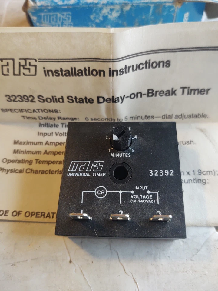MARS # 32392 / UNIVERSAL TIMER . (INPUT 19-240 VAC). (DELAY TIMER .1 - 5 MIN.). - Image 2 of 4