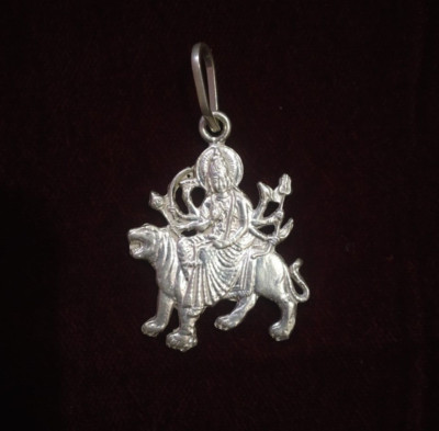 Silver Goddess Durga Maa Pendant for Men & Women