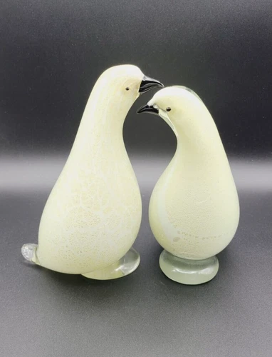 Vintage Murano Glass Pair of Doves by Salviati