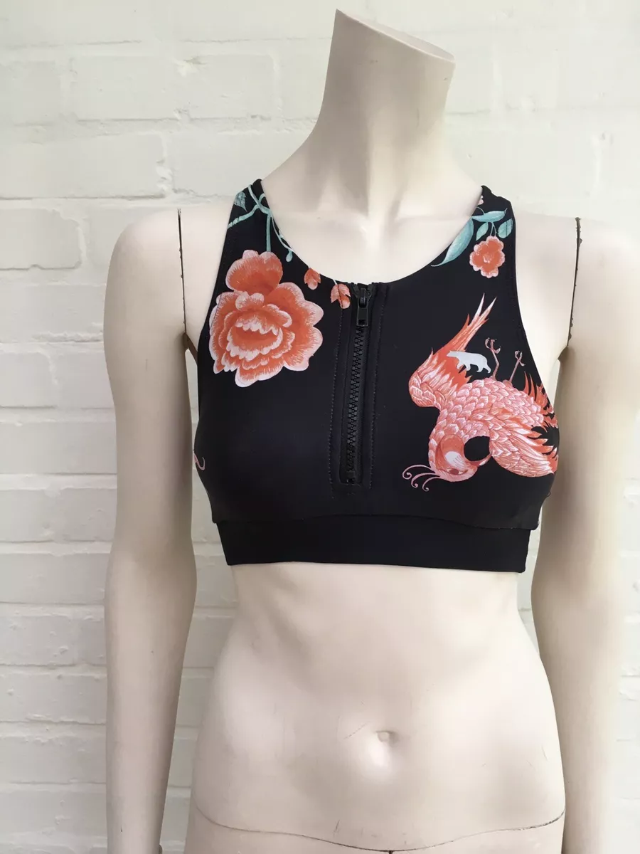 Running Bare Sports Bra Arabesque Zip Crop Maggie Size UK 8 US 2/4