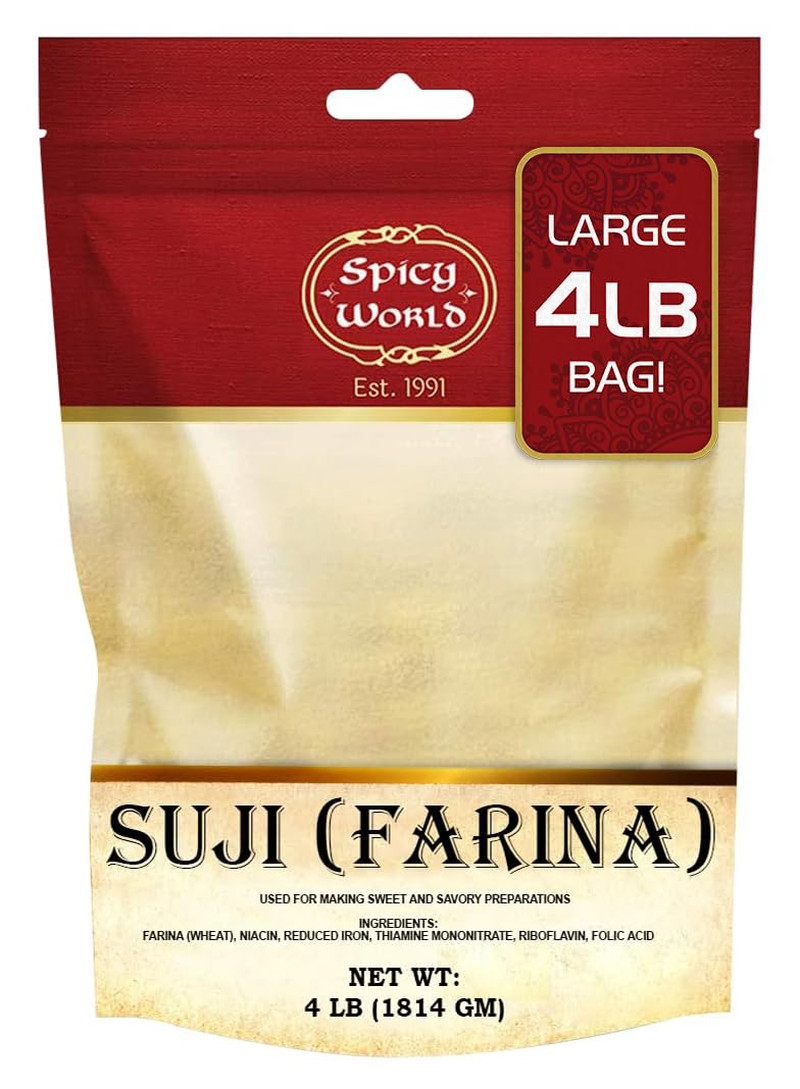 Пшеничные хлопья Spicy World Farina в 4-фунтовом пакетике - Суджи, Рава - Выращены в США