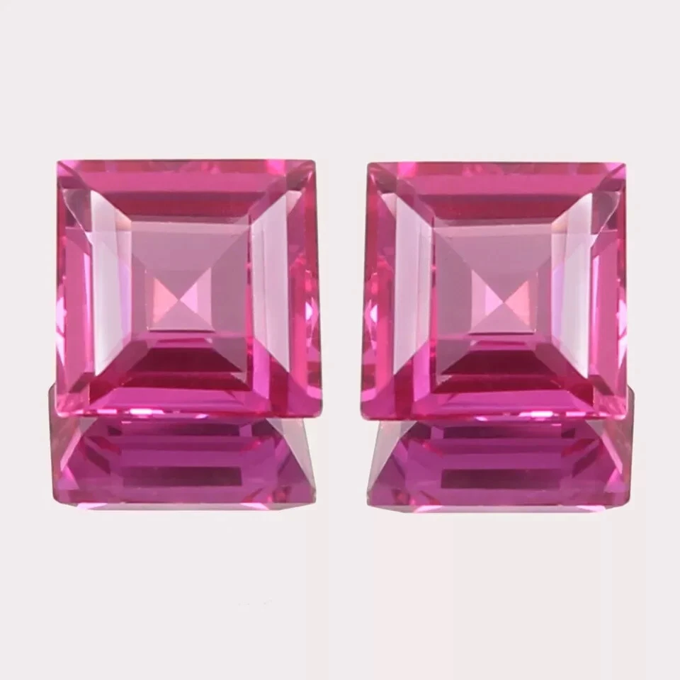 Par de piedras preciosas sueltas naturales de 80 quilates de zafiro rosa de Ceilán corte princesa certificadas Foto 2 de 4