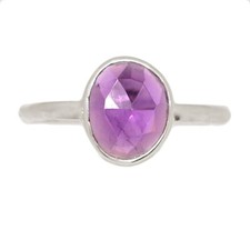 Natural Amethyst - African 925 Sterling Silver Ring Jewelry s.8.5 CR74631