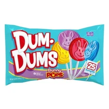 Dum Dums 8.8 oz. BUNNY POPS 25-Lollipop Suckers Easter Basket *** BB 12/2025 ***