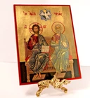 Handmade Christian Icon With The Holy Trinity,Byzantine Orthodox Icon.