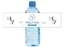Elegant Initials Wedding Anniversary Engagement Party Water Bottle labels