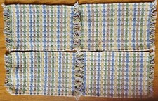 Pier1 Imports Striped Woven Placemats w/Fringe Trim 100 Cotton Set of 4 EUC