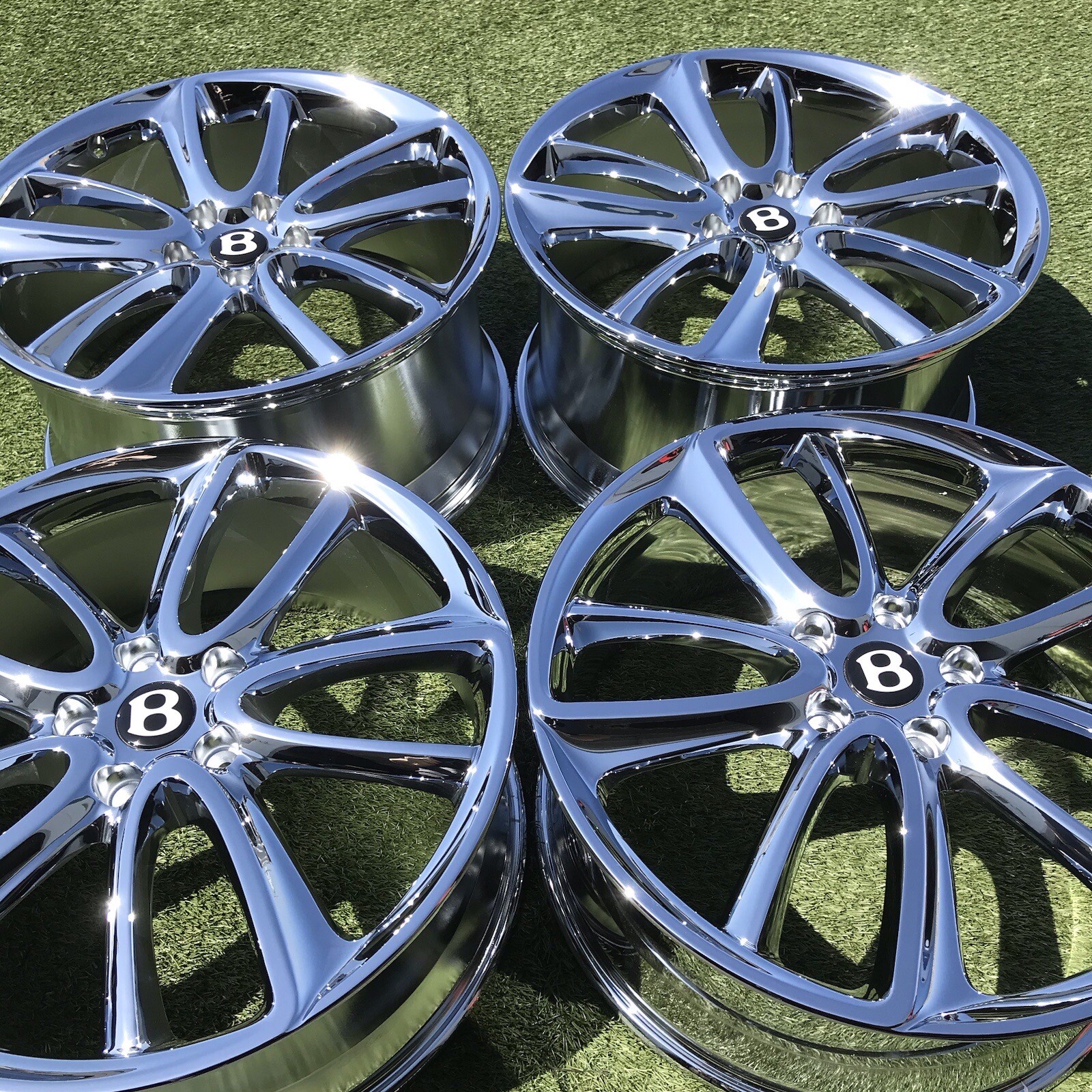 22" BENTLEY 2023 CONTINENTAL RIMS OEM GENUINE SET NEW CHROME PERFERCT SET 4 FACT