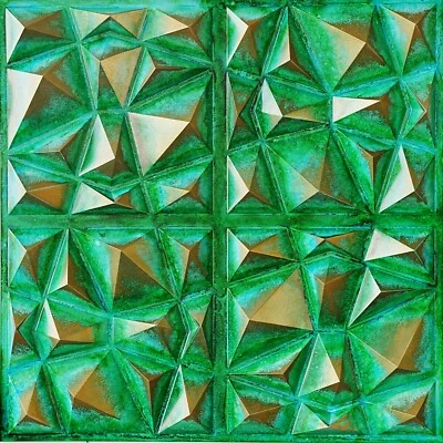 PAINTSDECOR Artistic 3D Ceiling Tile Embossed Wall Panel Cafe 10pcs PLM101 Washed cyan gold