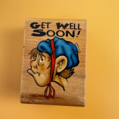 Get Well Soon~Medical Health~Encouragement~Caring~1.5''X 2''~Sky Kids Rubber Stamp