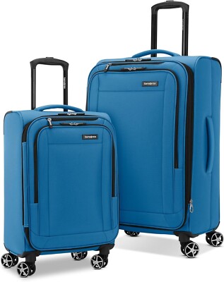 Samsonite 2 Piece Expandable Softside Luggage Set Spinner Carry On 20'' 24'' Blue