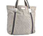 Authentic GUCCI Sherry Line Shoulder Tote Bag GG Canvas 189669 Silver 5028M