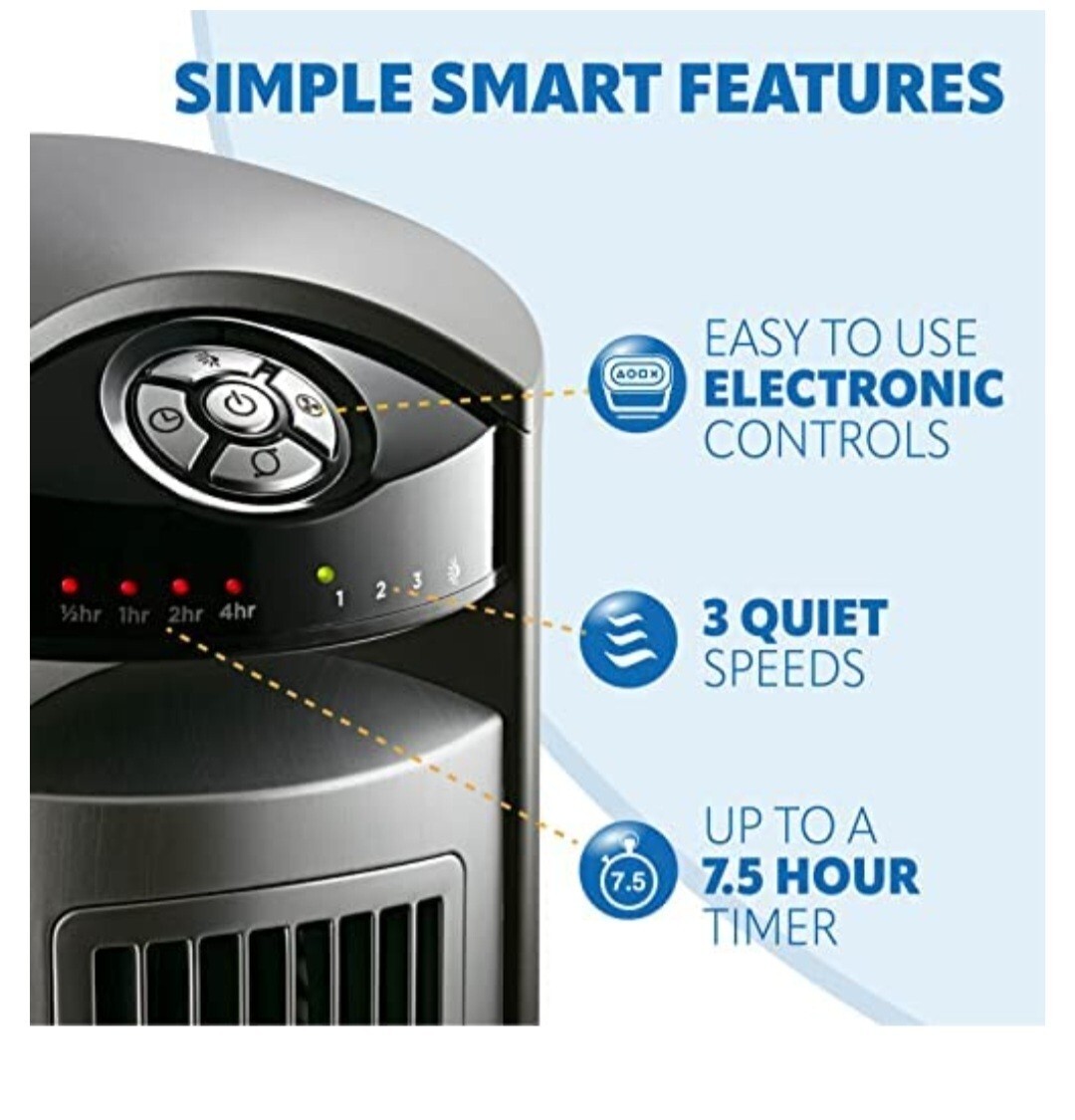 Lasko Portable Electric 42" Oscillating Tower Fan with Nighttime