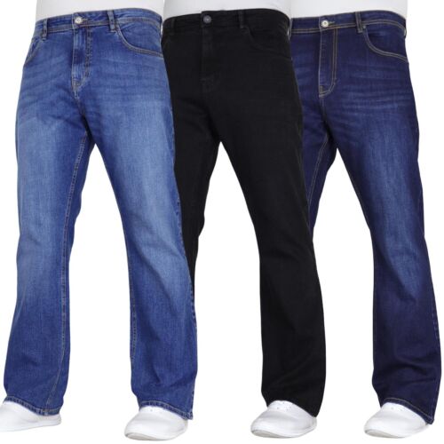 Mens Bootcut Leg Jeans Regular Stretch Basic Denim Pants Limited Time Offer - Picture 1 of 16