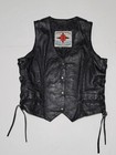 (#C)Bike Star Women'Black Genuine Leather Biker Apparel Vest Small