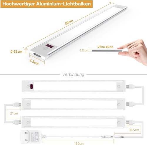 wobsion LED Unterbauleuchte Küche Dimmbar mit Berührungsloser Sensor,Warmweiß... - Bild 4 von 10