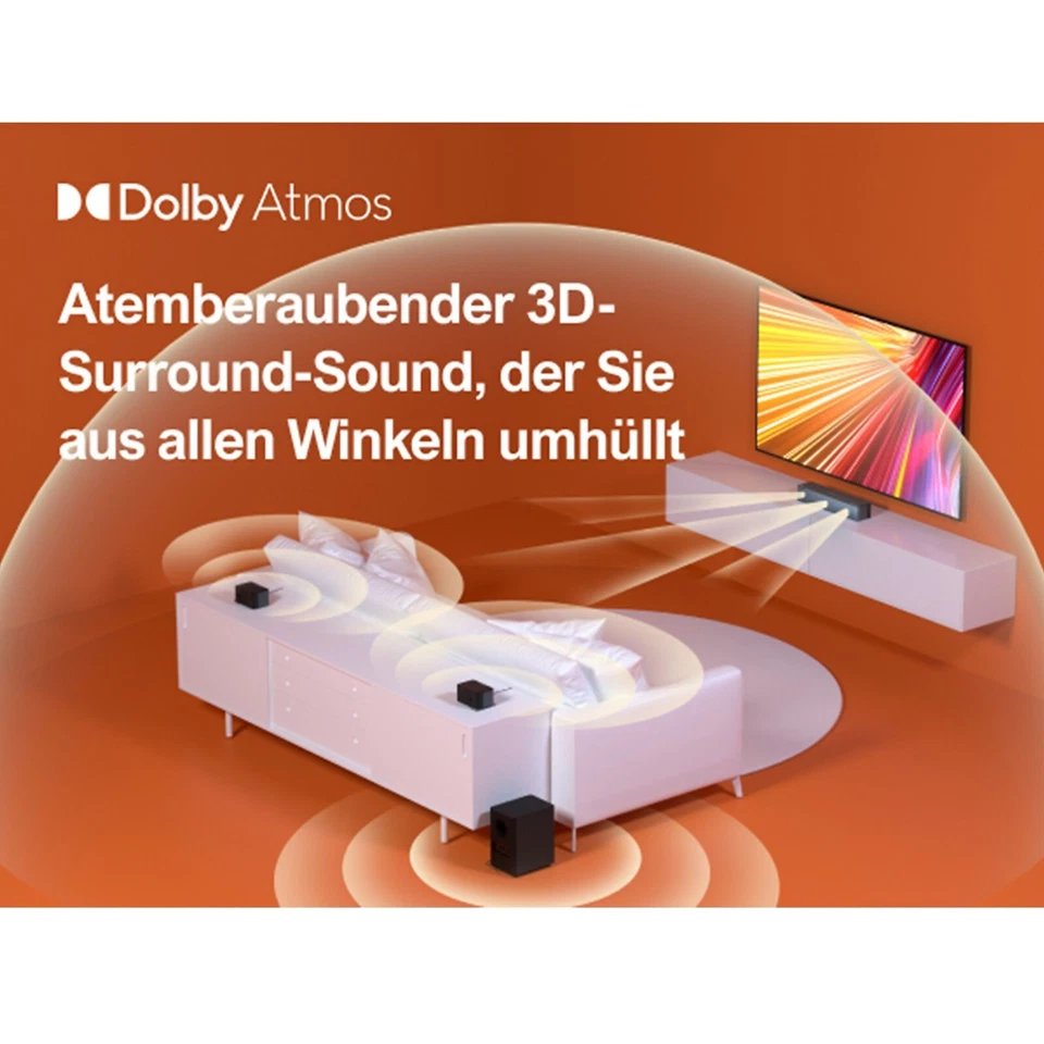 ULTIMEA Poseidon D60 Soundbar Dolby Atmos 5.1 3D Surround BassMX Bass Subwoofer - Bild 3 von 4