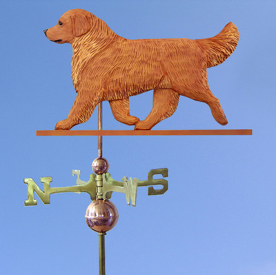 Golden Retriever Handgeschnitzt Handbemalt Linde Hund Wetterfahne Dunkel