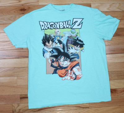 Dragon Ball Z DBZ Aqua T-shirt Adult Size Large 100% Cotton Toei Animation Goku