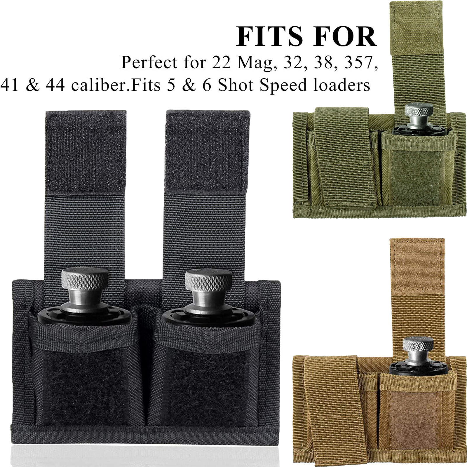 Revolver Clip Double Speed Loader Belt Mag Pouch Bag Fits 22 Mag 32 38 357 41 44