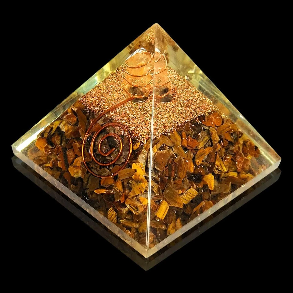 Stone Orgone Pyramid Tiger Eye for Reiki Healing and Crystal Healing - Image 4 of 4