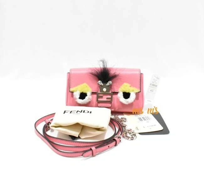 Fendi Micro Baguette Monster Pink Multi Leather Cross Body Bag