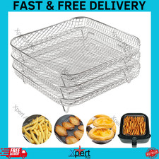 Air Fryer Rack Stainless Steel 3 Layer Grill Basket Baking Tray Accessories