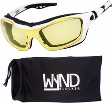 Blocker Motorcycle Riding Glasses Extreme Sports Wrap Sunglasses White/Yellow 