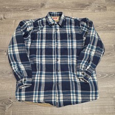 Wrangler Sherpa Lined Flannel Shirt Jacket Mens Medium Blue Plaid Shacket