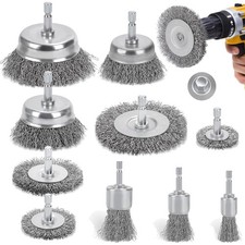 10-Teilig Drahtb&uuml;rste Bohrmaschine, Messingbeschichteter Drahtb&uuml;rste Akkuschr...