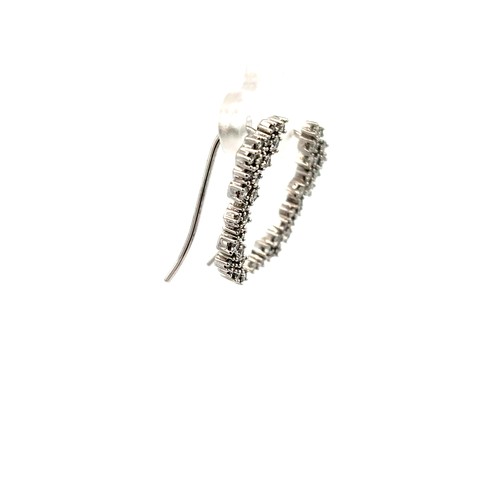 10kt White Gold .80ct tw Ear Climber Diamond Cluster Earrings - Picture 4 of 5