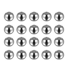 40pcs Beads 8mm Stainless Steel 3mm Hole Dia Bead for DIY Crafts, Silver Tone
