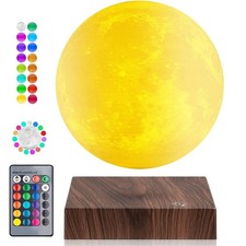 Levitating Moon Lamp 16 Colors Floating Spinning Moon Night Light Magnetic Le...