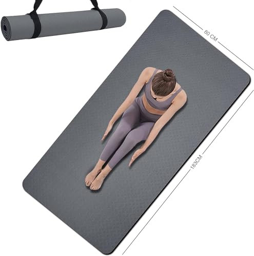 72" Extra Wide 7mm Thick Non-Slip Double-Sided Gray Yoga Mat