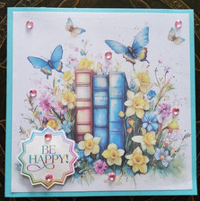 Handmade Scrapbook Junk Journal Folio Album 6.5"x6.25" BE HAPPY Theme