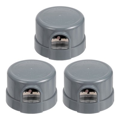 Twist Lock Dusk to Dawn Photocell Sensor for Outdoor Lights, Gray Pack of 3