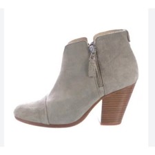 Rag  Bone Margot Grey Suede Ankle Boots Stacked Block Heel Size Woman's 7