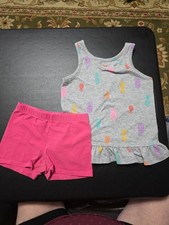 Girls Sz 6 Ruffled Bottom Tank Top And Short Outfit