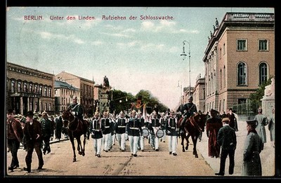 Berlin, Unter den Linden, Aufziehen der Schlosswache, Ansichtskarte 