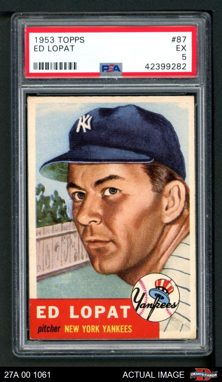 1953 Topps #87 Eddie Lopat Yankees PSA 5 - EX