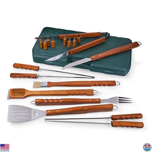 ONIVA 18-Piece BBQ Grill Set - Complete Outdoor Tools with Stylish Case (Green) - Picture 2 of 5