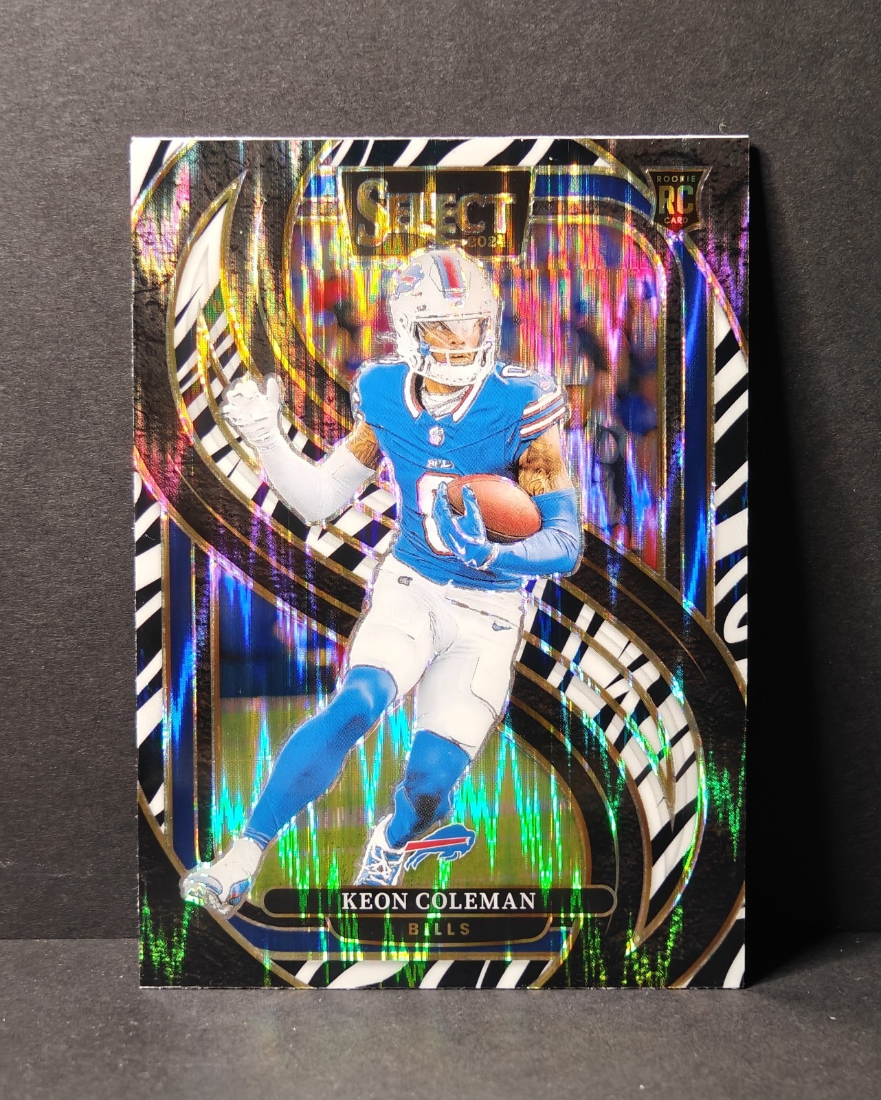 2024 Panini Select Premier Level KEON COLEMAN #153 Zebra Shock Prizm RC Rookie