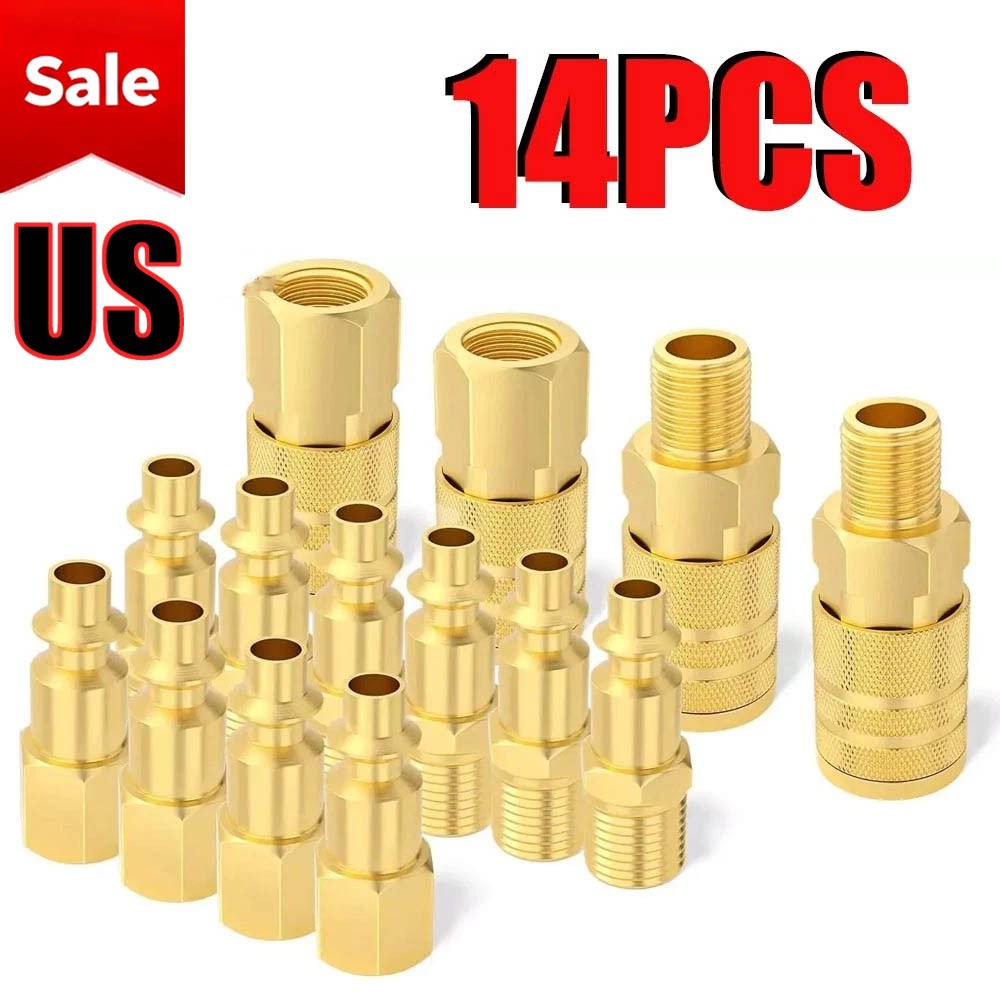 14pcs Air Hose Fittings, 1/4" NPT Quick Connect Air Coupler 