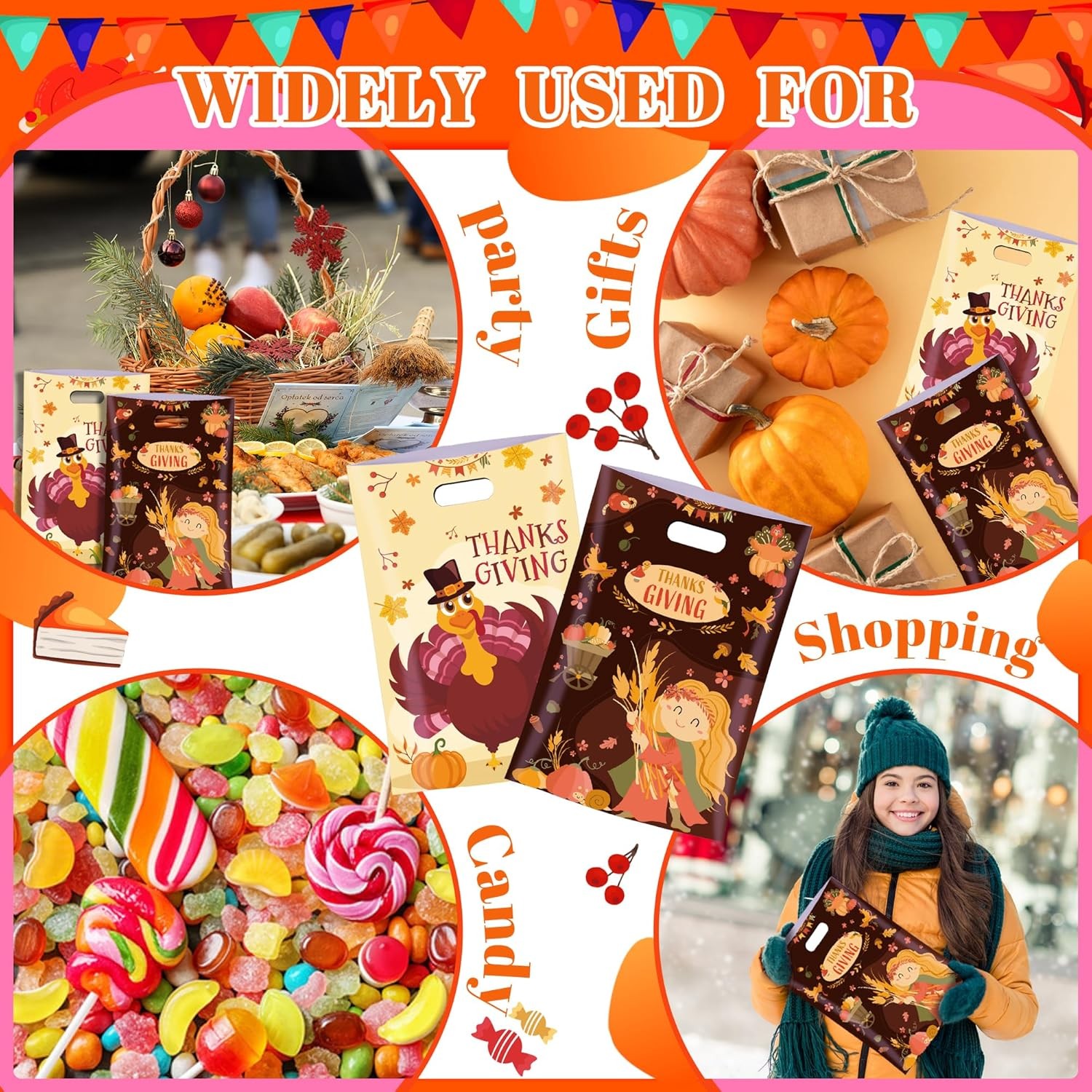 MOSHAKALA 40 Pcs Thanksgiving Treat Bags 1 Count (Pack of 40), 