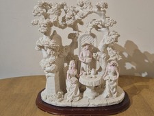 Large Leonardo Collection Style Ladies Afternoon Tea Garden Figurine  Wood Base